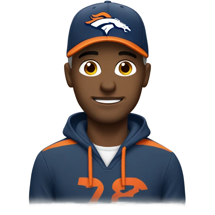 Caucasian man wearing broncos hat emoji