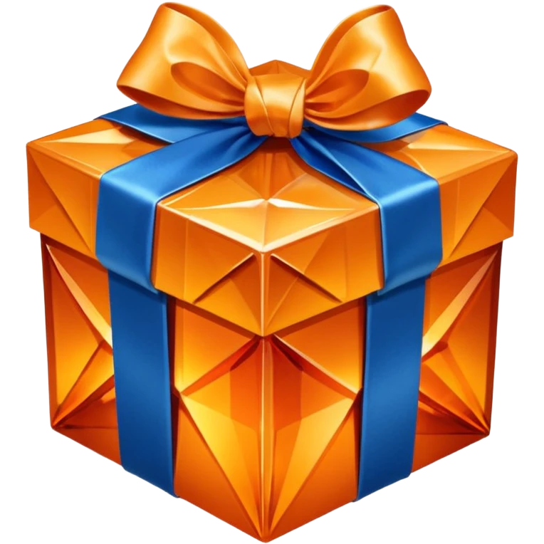 orange crystal gift box with blue ribbon emoji