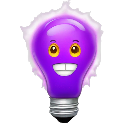 Light bulb with a face burning purple emoji