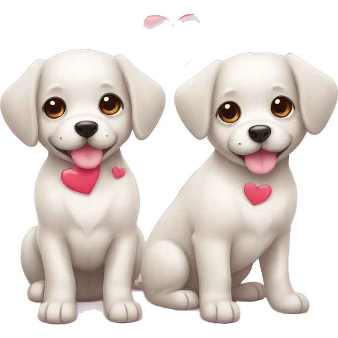 cute kawaii dogs with heart emoji