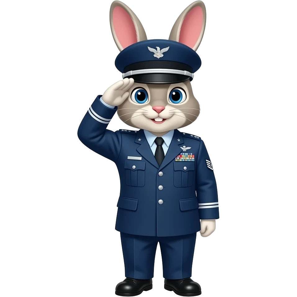 I need a rabbit saluting in a United States airforce uniform emoji