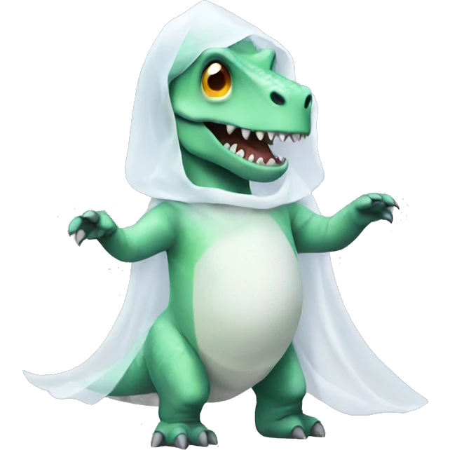 dinosaur in a ghost costume emoji