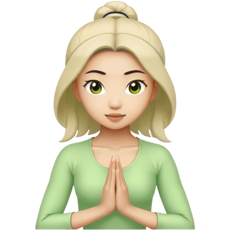 asian yoga girl light green clothes  emoji