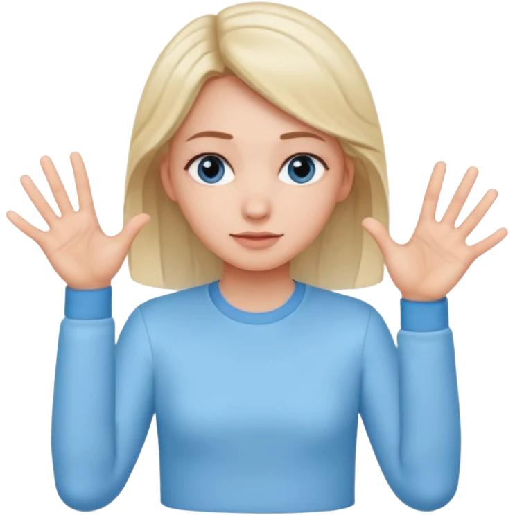 Girl with two hands in front no flowers and make them at different levels emoji