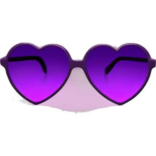 Purple heart shaped sunglasses with black lens emoji