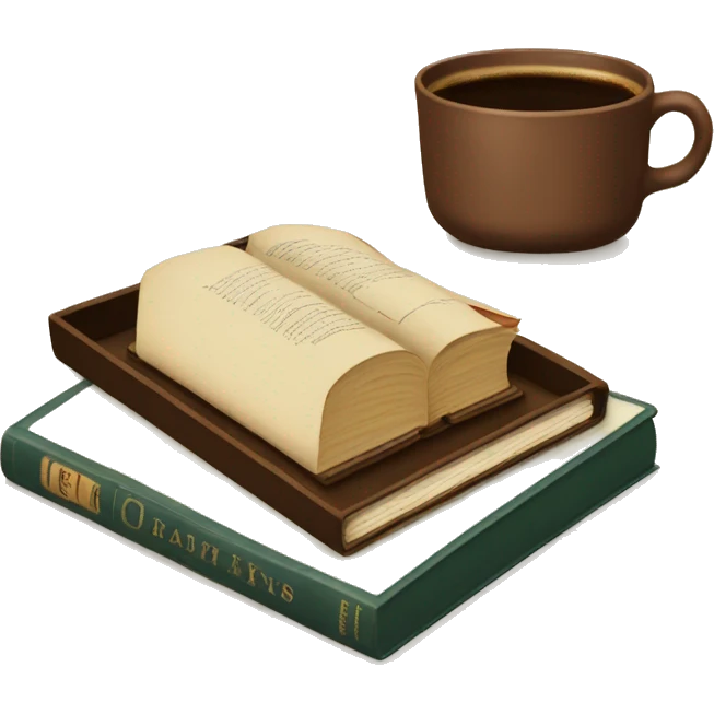 vintage tray with books and coffee  emoji