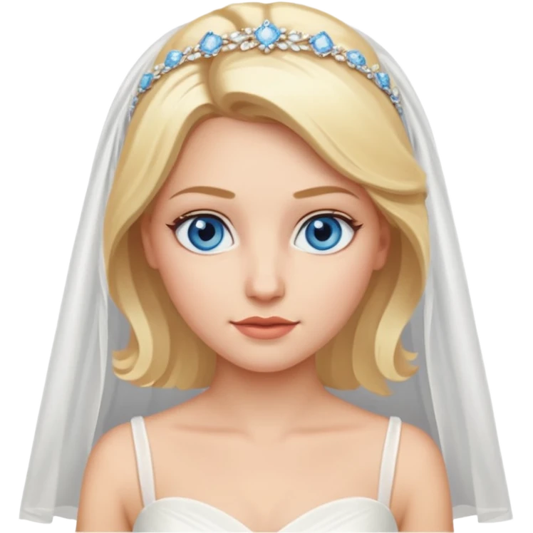 Blonde bride with blue eyes, no veil emoji