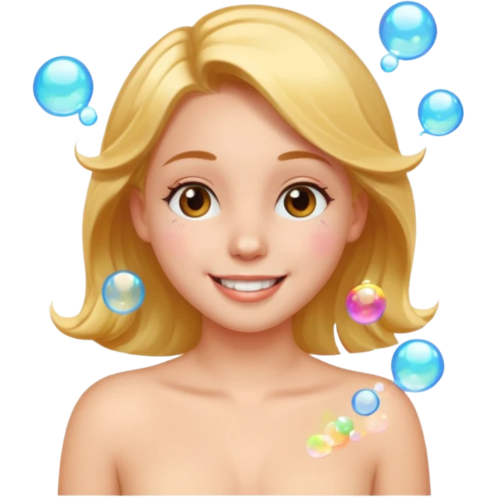 one girl with bubbles on  boob emoji