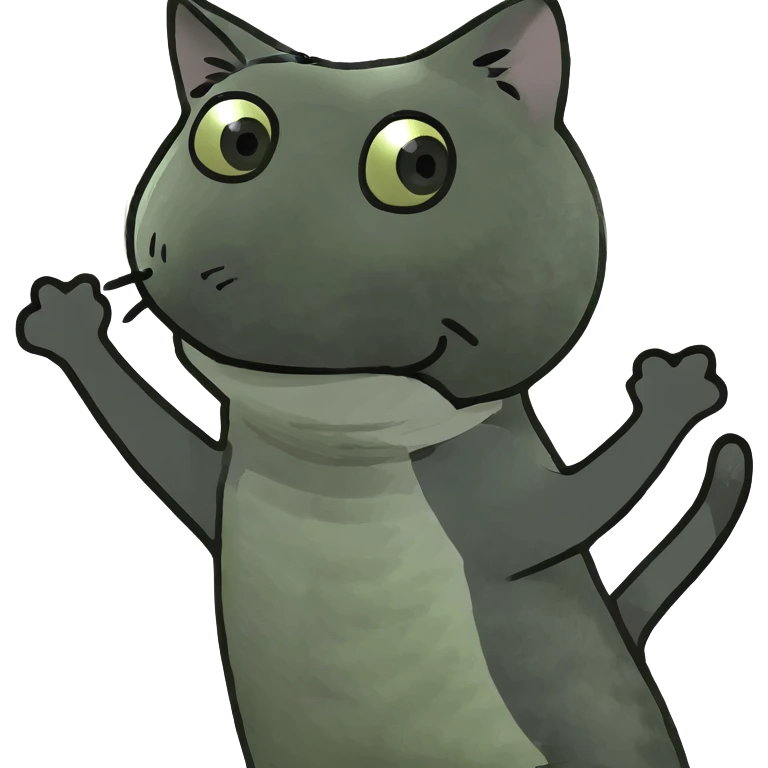 A grey cat with a white breast is dancing emoji