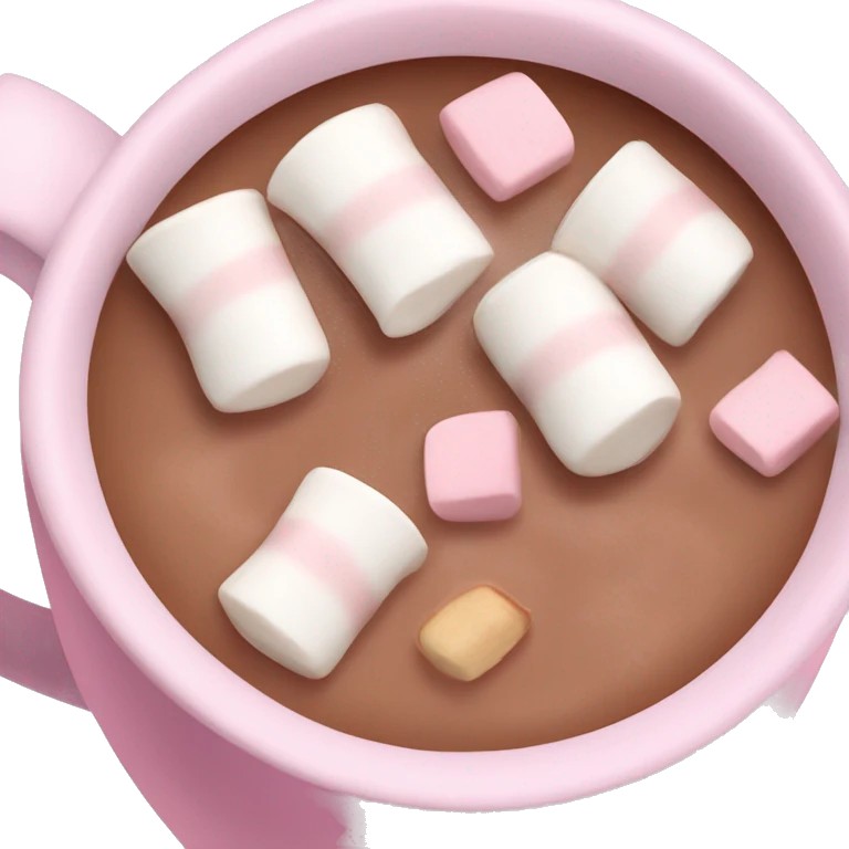 Light Pink mug of hot chocolate with marshmallows  emoji