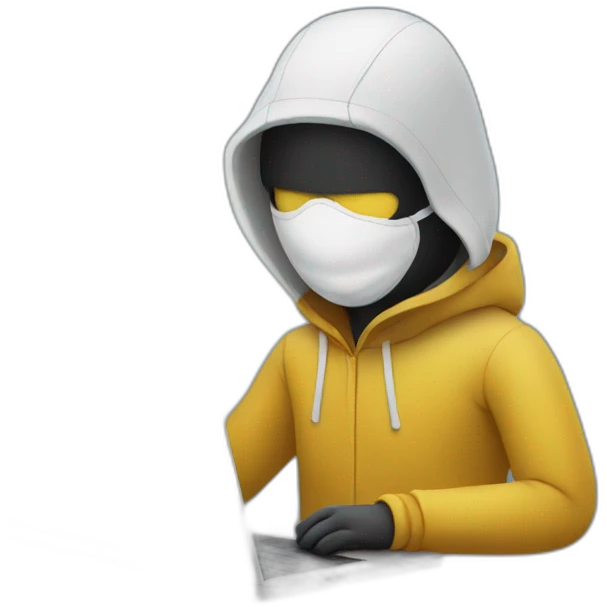 Man with skimask using a laptop emoji