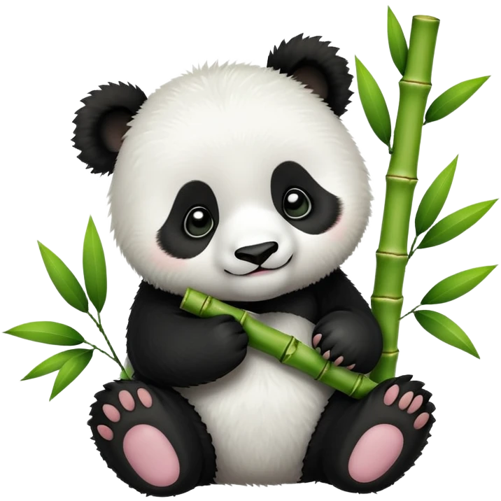 Adorable panda cub holding bamboo emoji