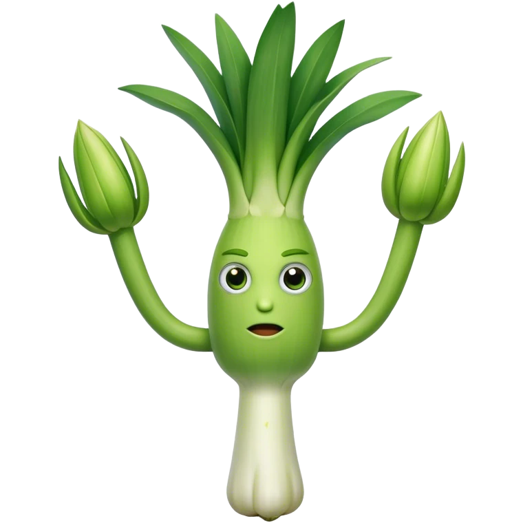 leek with arms and eyes emoji