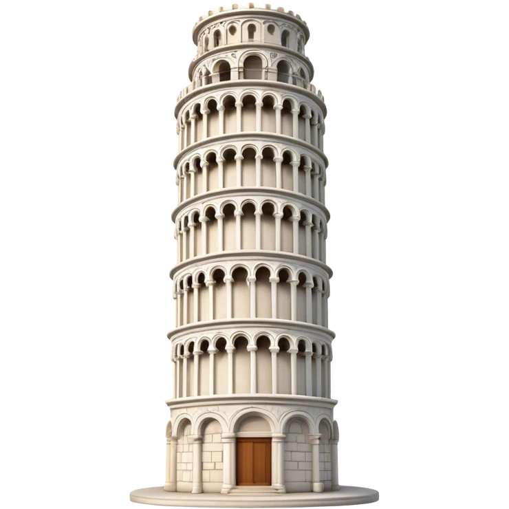 Cinematic Realistic Leaning Tower of Pisa Landmark Emoji, showcasing the iconic medieval tower with intricate stonework rendered with dynamic lighting and detailed textures. emoji