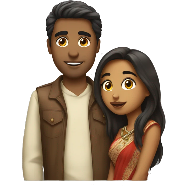Pretty Indian girl kissing white guy emoji