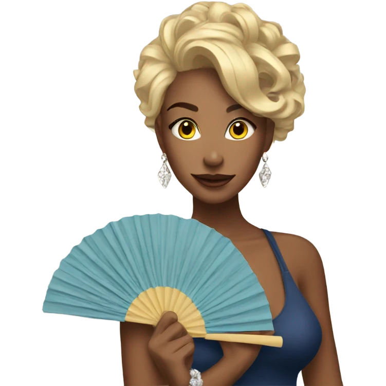 Diva with fan emoji