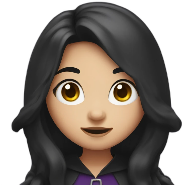 cute witch with long dark brow hair emoji