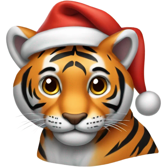 Friendly tiger with santa hat emoji