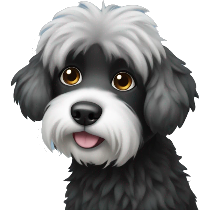 Black fluffy dog with white beard emoji