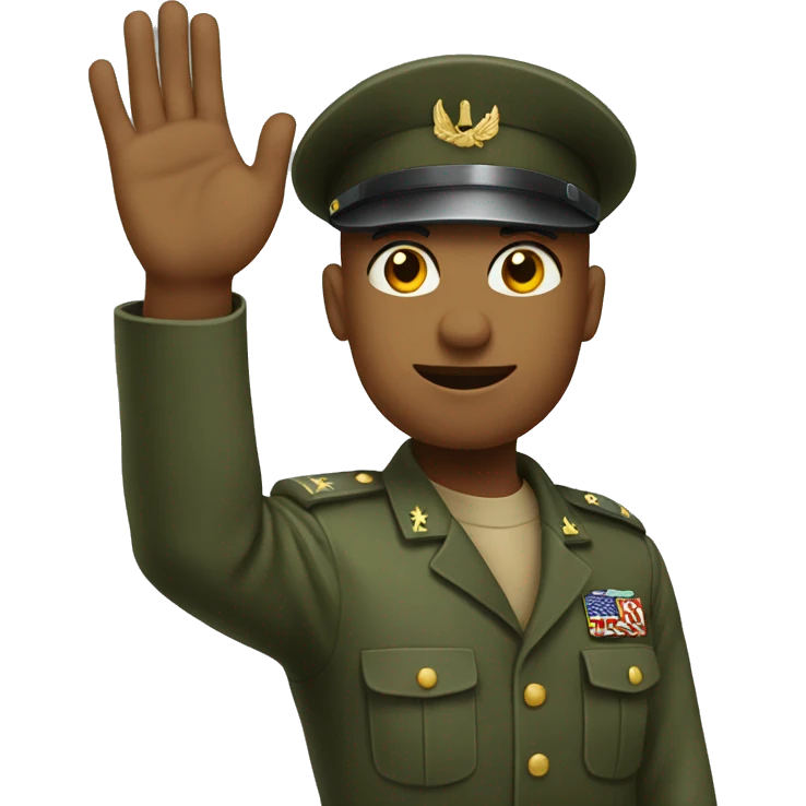 a military waving with straight arm emoji