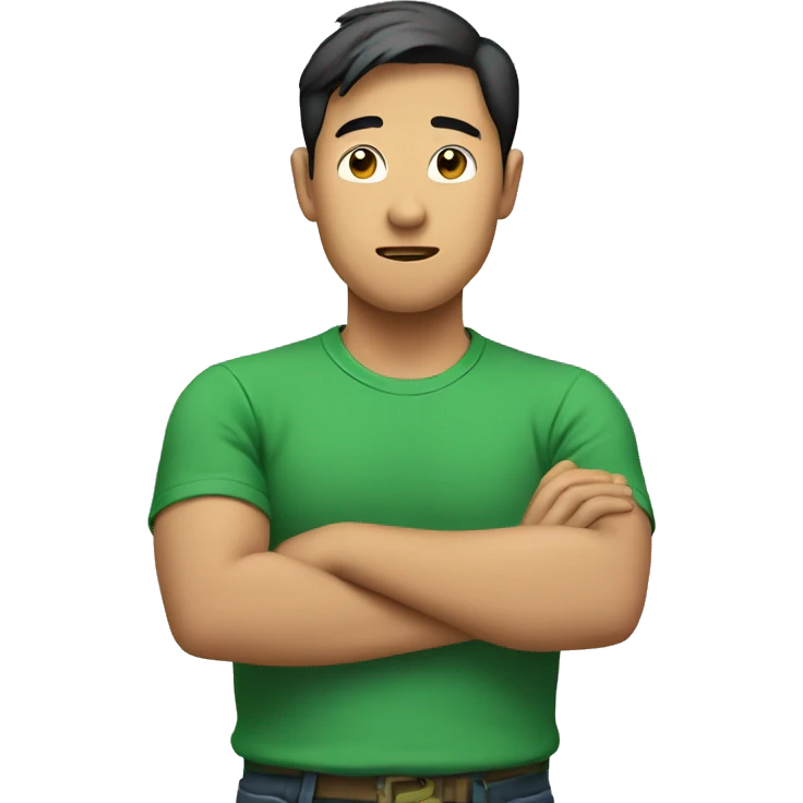 asian guy shrugging with green shirt emoji