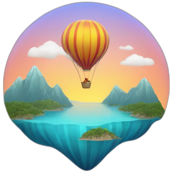 sea mountains and hot air balloon emoji