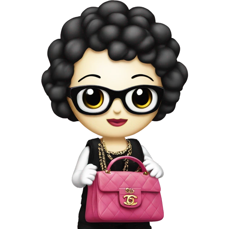 Hello Kitty with a black bag Timeless Chanel emoji