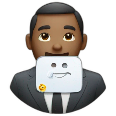 an employee with a ring around him with the inscription Neofos emoji