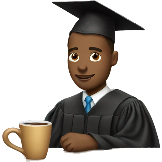 Guy wearing graduation cap drinking coffee emoji