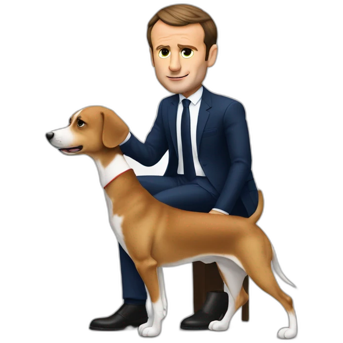 Emmanuel Macron qui embrasse son chien  emoji