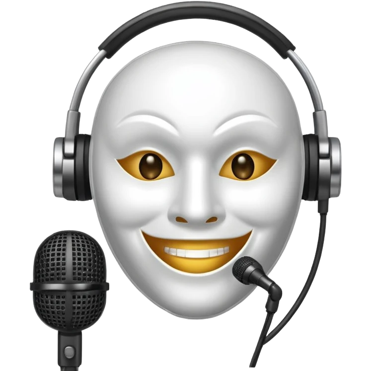 smiling mask with a microphone emoji