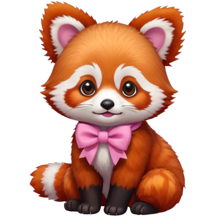baby Red panda wearing a pink bow emoji
