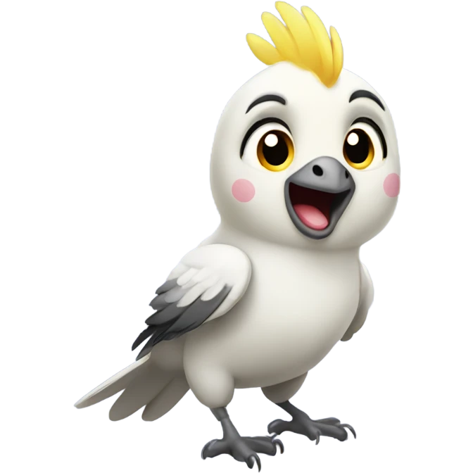cockatiel bird waving emoji