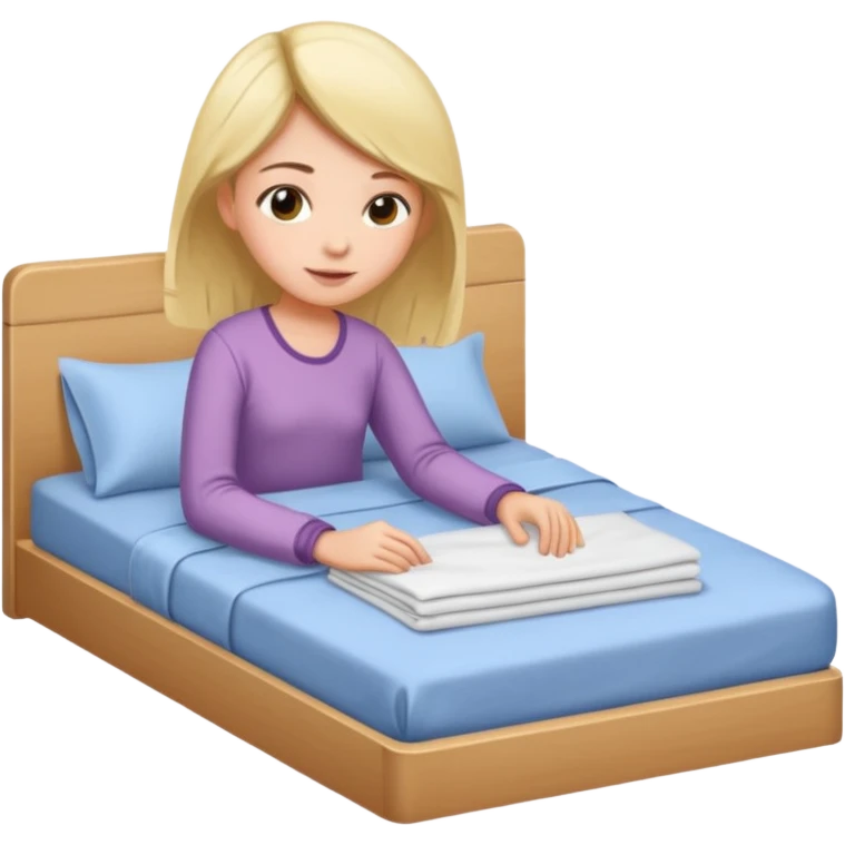 Girl organizing bed emoji