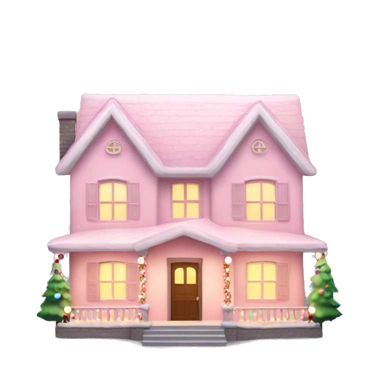Light pink House with Christmas lights  emoji