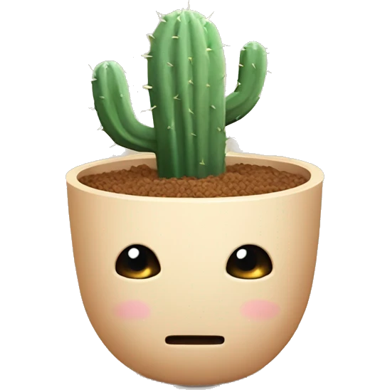 flesh colored cactus with a pale bowl shaped hat with a slit on it emoji