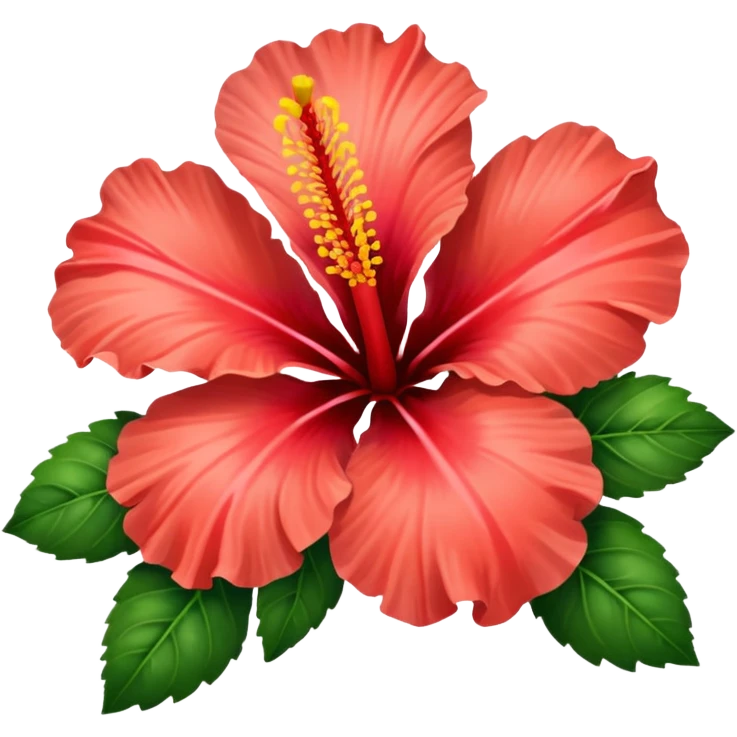 Realistic, detailed, 3D rending, Vibrant  Coral Hibiscus HIbiscus rosa-sinensis emoji