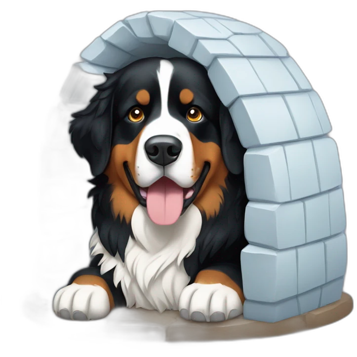 Bernese mountain dog in a igloo emoji