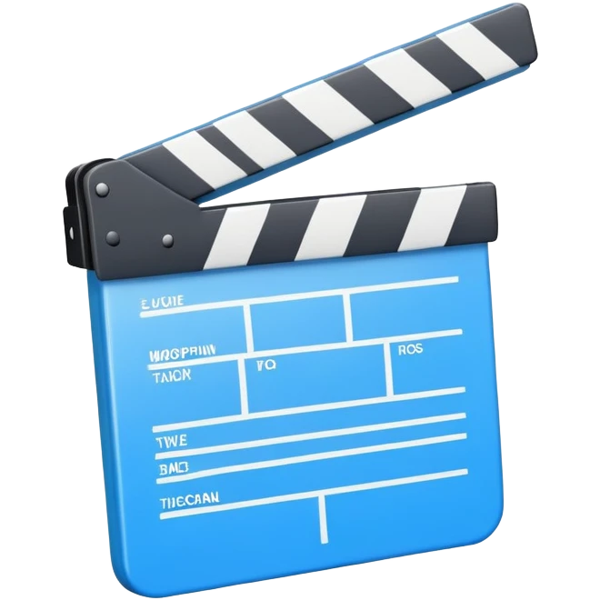 ultra simplified movie clapper with blue and white colors, two simple rectangles with a diagonal line emoji