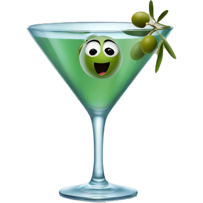 Olive swimming in martini glass  emoji