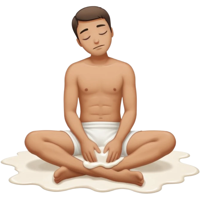 Man on the floor exhausted covered in white lotion emoji
