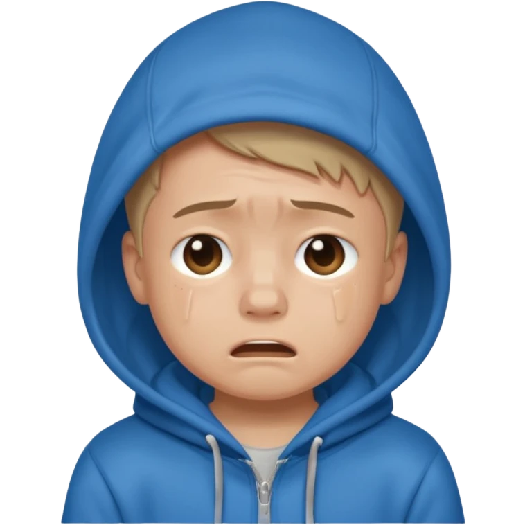 Crying boy in blue hoodie emoji