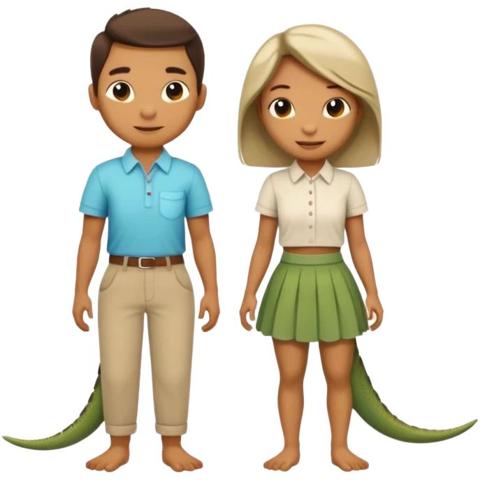 Romantic Lizard couple wear cute skirt and pants with shirt  emoji