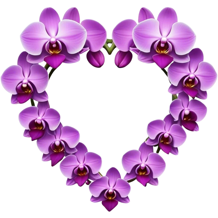 Ring of orchids in the shaped of a heart emoji