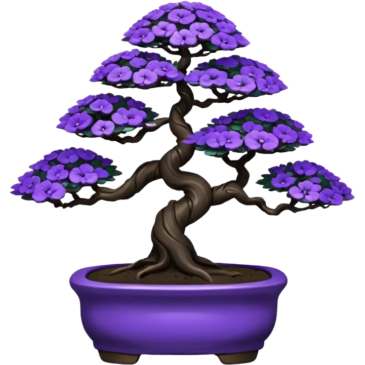 Earthenware shiny black-purple tiny bonsai  emoji