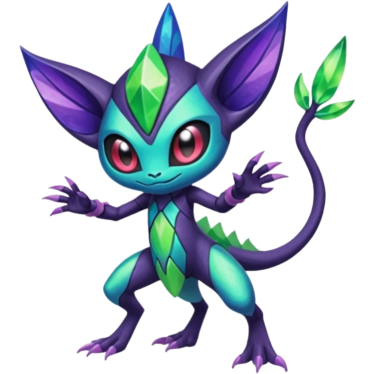 Colorful Exotic Meloetta-Sableye-Virizion-Venom-Stitch-Fakémon-creature-hybrid emoji
