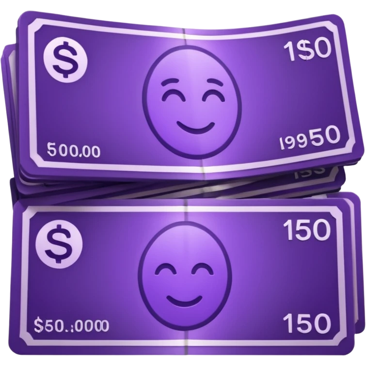 purple bank notes with subtle pine logo on it emoji