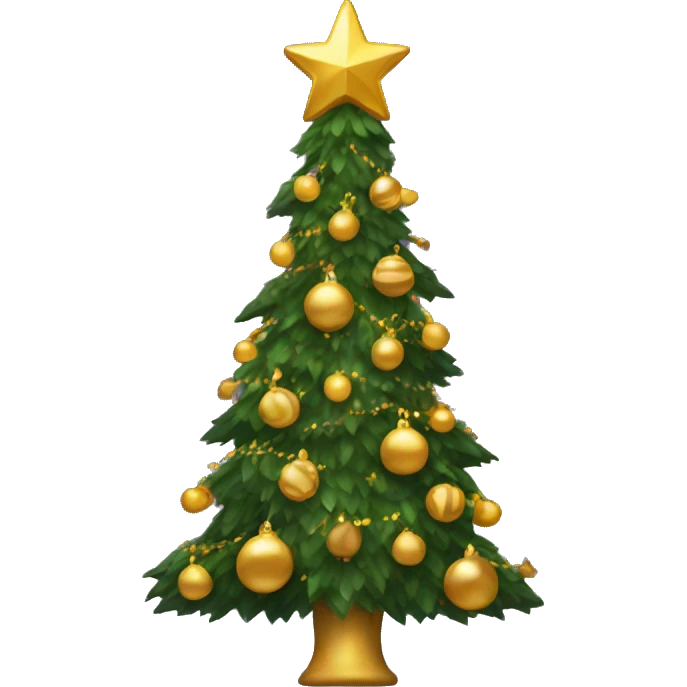 Christmas tree with gold decorations emoji