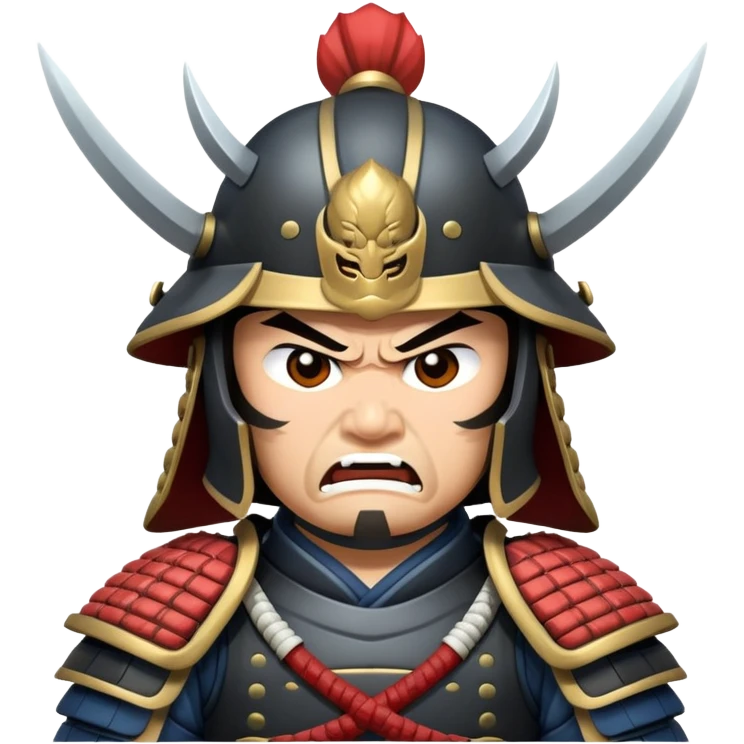 angry samurai warrior with helmet and armor emoji