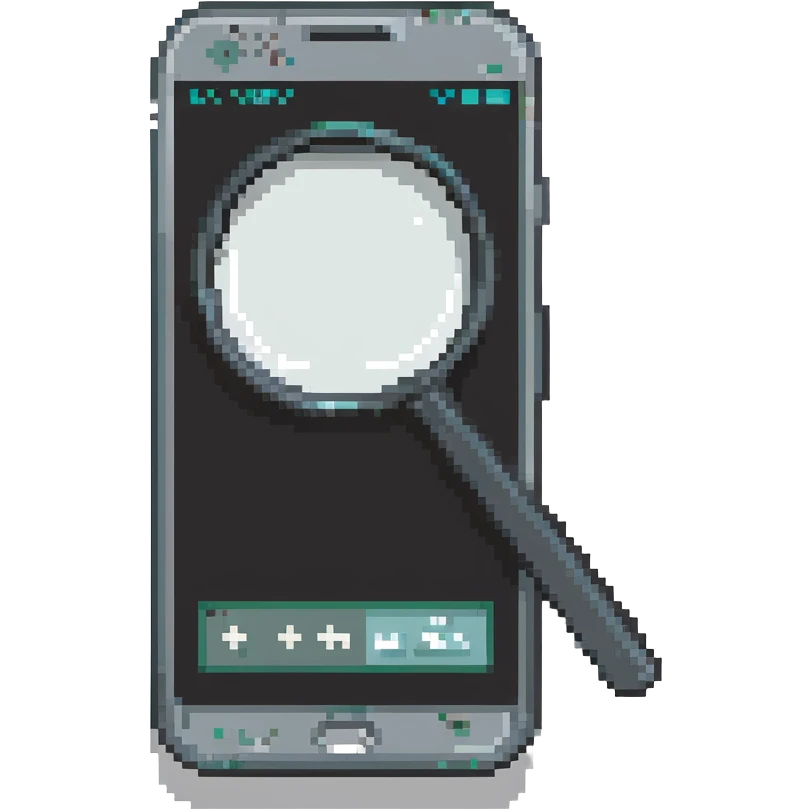 magnifying glass on a digital interface of a phone emoji